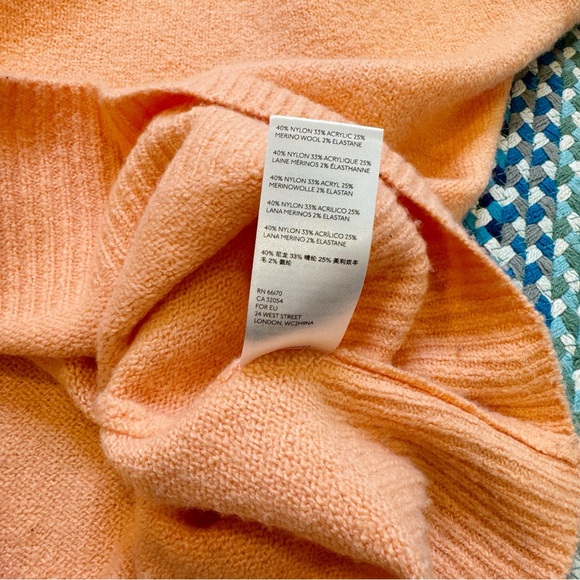 Anthropologie Naomi Peach Merino Wool Blend Long Length Sweater - Picture 9 of 9